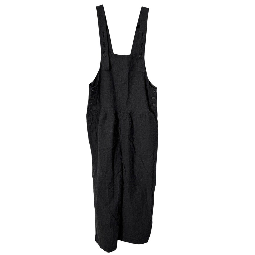 Samansa Mos2 Cotton Linen Minimalist Wide Leg‎ Overalls Gray Jumpsuit Womens 6